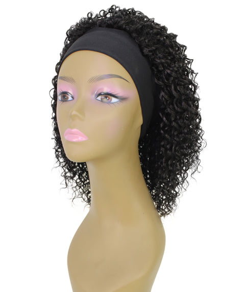 Oluchi Natural Texture Synthetic Shoulder Length Curly Half Wig with Hairband