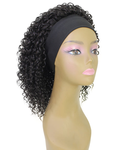 Oluchi Natural Texture Synthetic Shoulder Length Curly Half Wig with Hairband