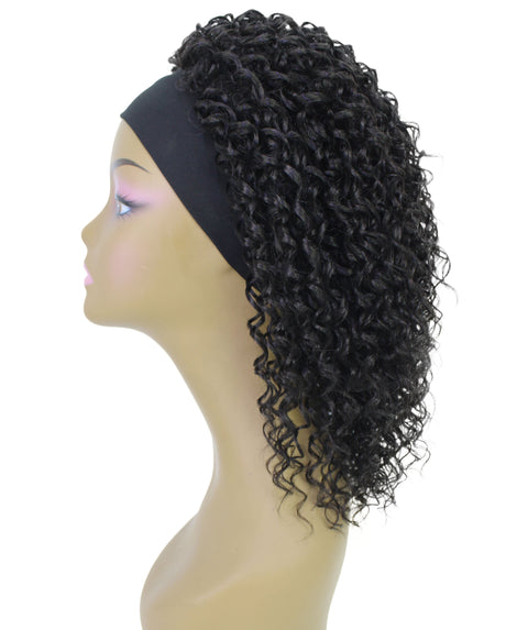 Oluchi Natural Texture Synthetic Shoulder Length Curly Half Wig with Hairband