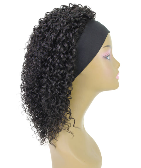 Oluchi Natural Texture Synthetic Shoulder Length Curly Half Wig with Hairband