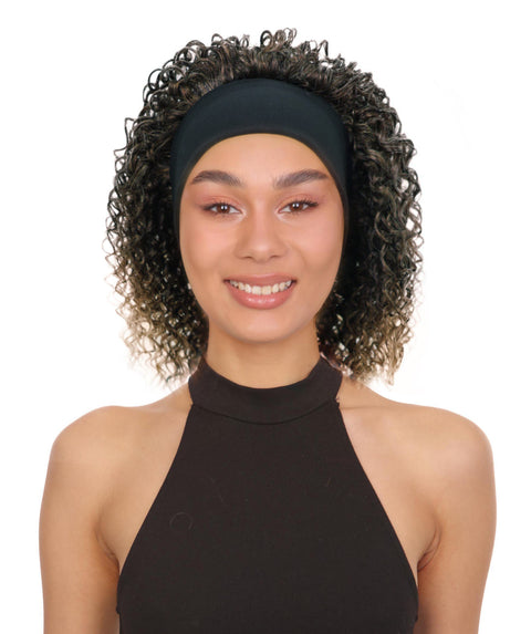 Oluchi Natural Texture Synthetic Shoulder Length Curly Half Wig with Hairband