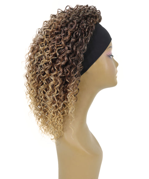Oluchi Natural Texture Synthetic Shoulder Length Curly Half Wig with Hairband