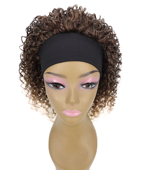 Oluchi Natural Texture Synthetic Shoulder Length Curly Half Wig with Hairband