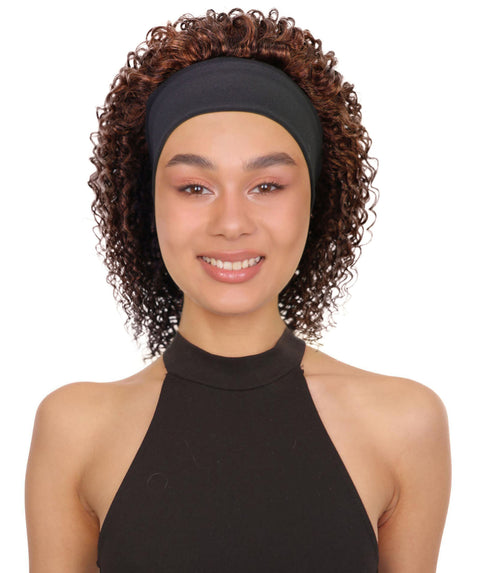 Oluchi Natural Texture Synthetic Shoulder Length Curly Half Wig with Hairband