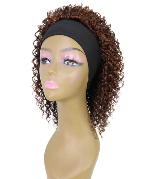 Oluchi Natural Texture Synthetic Shoulder Length Curly Half Wig with Hairband