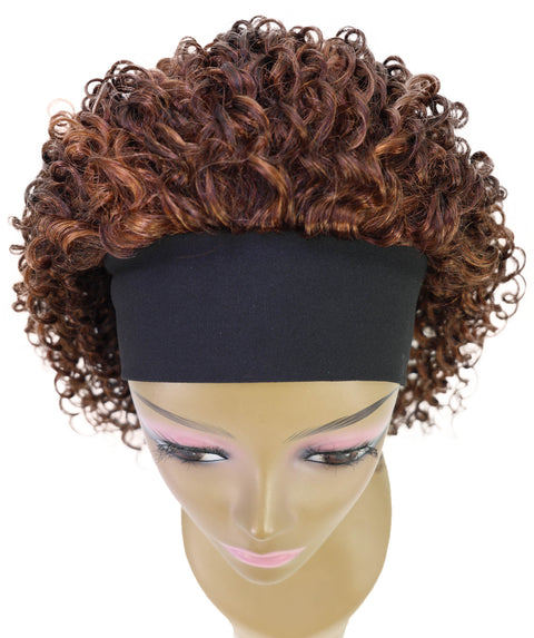 Oluchi Natural Texture Synthetic Shoulder Length Curly Half Wig with Hairband