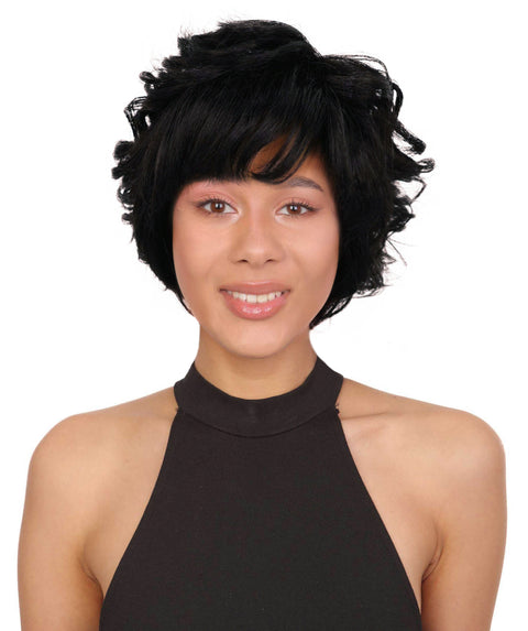 Chenel Short Length 9 inch Curly Full Wig with Bangs