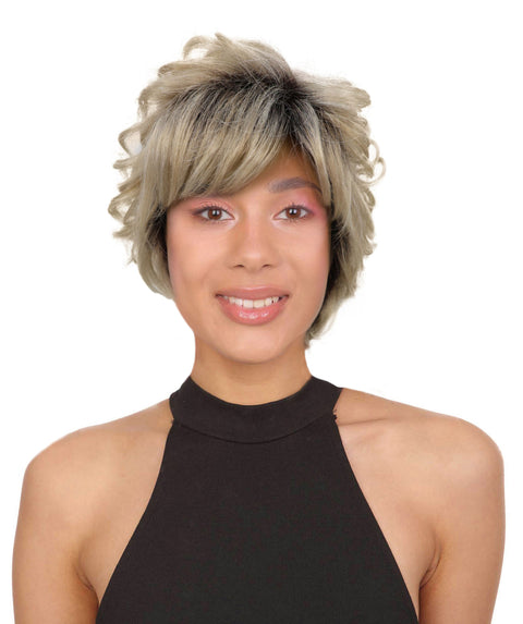Chenel Short Length 9 inch Curly Full Wig with Bangs