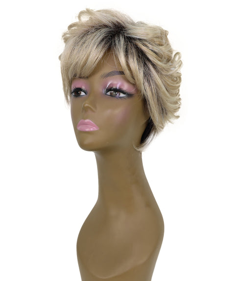 Chenel Short Length 9 inch Curly Full Wig with Bangs