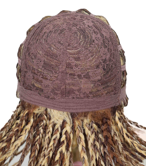 Riana Short Box Braided 10.5 Inch Full Wig with Bangs Sleek Black Synthetic Wigs for Women