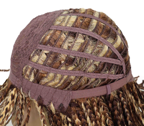 Riana Short Box Braided 10.5 Inch Full Wig with Bangs Sleek Black Synthetic Wigs for Women