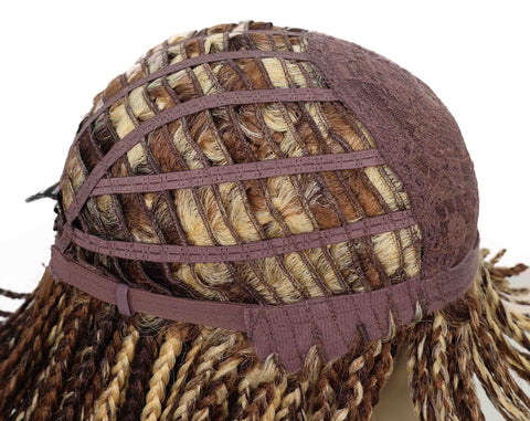 Riana Short Box Braided 10.5 Inch Full Wig with Bangs Sleek Black Synthetic Wigs for Women