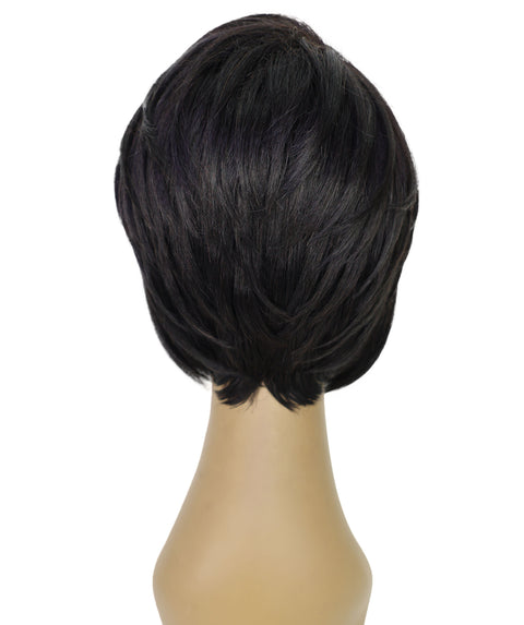Neshla Human Hair Blend Short Straight Stacked Bob 9 inch Full Wig with Chic Angled Cut with Clean Layer