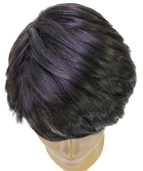 Neshla Human Hair Blend Short Straight Stacked Bob 9 inch Full Wig with Chic Angled Cut with Clean Layer