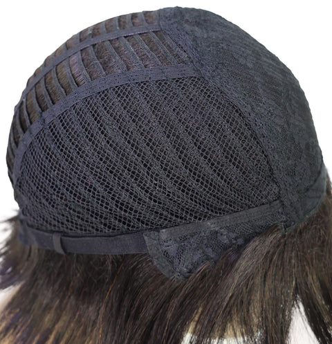 Neshla Human Hair Blend Short Straight Stacked Bob 9 inch Full Wig with Chic Angled Cut with Clean Layer