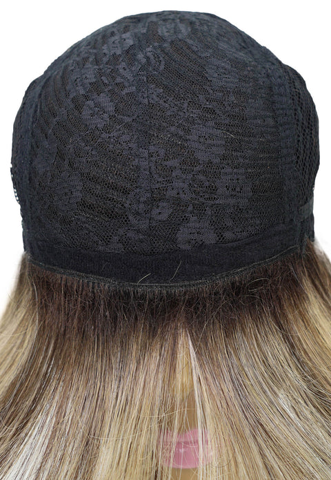 Neshla Human Hair Blend Short Straight Stacked Bob 9 inch Full Wig with Chic Angled Cut with Clean Layer