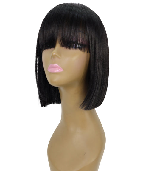Shelia Mid-Length Human Hair Blend 10 Inch Full Wig Fun & Edgy Shag  with Razor-Finished Bob