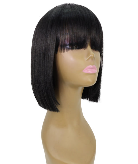 Shelia Mid-Length Human Hair Blend 10 Inch Full Wig Fun & Edgy Shag  with Razor-Finished Bob