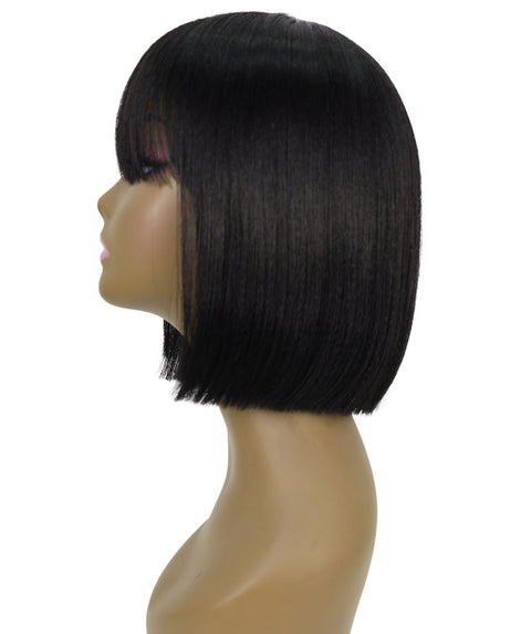 Shelia Mid-Length Human Hair Blend 10 Inch Full Wig Fun & Edgy Shag  with Razor-Finished Bob
