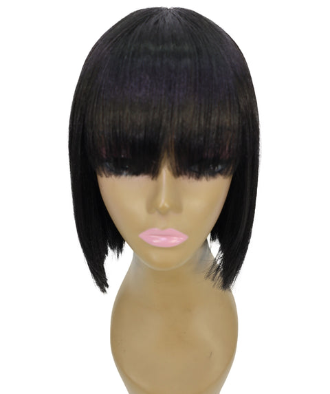 Shelia Mid-Length Human Hair Blend 10 Inch Full Wig Fun & Edgy Shag  with Razor-Finished Bob