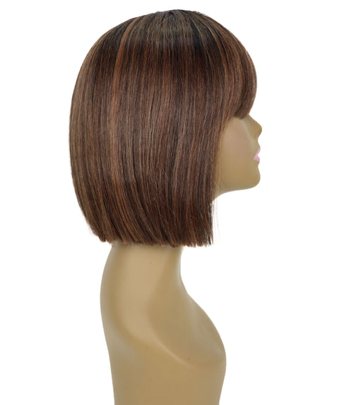 Shelia Mid-Length Human Hair Blend 10 Inch Full Wig Fun & Edgy Shag  with Razor-Finished Bob