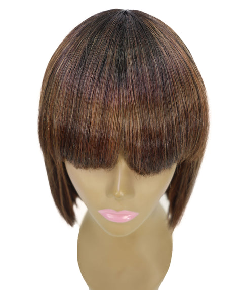 Shelia Mid-Length Human Hair Blend 10 Inch Full Wig Fun & Edgy Shag  with Razor-Finished Bob
