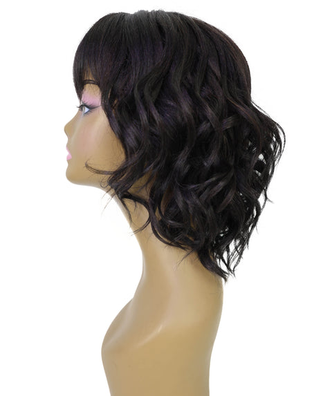 Mouna 13 Inch Shoulder-Length Wavy Wig with Bangs | Soft & Stylish Synthetic Hair
