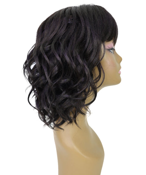 Mouna 13 Inch Shoulder-Length Wavy Wig with Bangs | Soft & Stylish Synthetic Hair