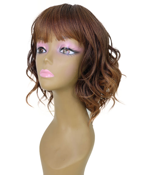 Mouna 13 Inch Shoulder-Length Wavy Wig with Bangs | Soft & Stylish Synthetic Hair