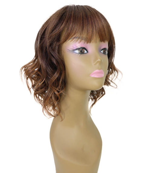 Mouna 13 Inch Shoulder-Length Wavy Wig with Bangs | Soft & Stylish Synthetic Hair