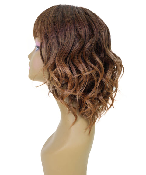 Mouna 13 Inch Shoulder-Length Wavy Wig with Bangs | Soft & Stylish Synthetic Hair