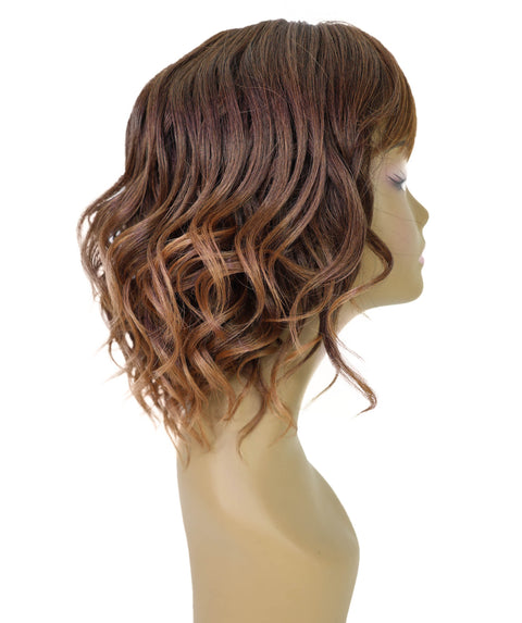 Mouna 13 Inch Shoulder-Length Wavy Wig with Bangs | Soft & Stylish Synthetic Hair