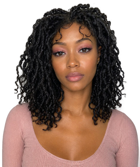 Denessa Women's Elegant Medile Part Short Micro Braided Wig