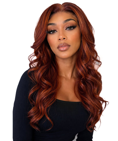LUXLUXE 25.5" Long Wavy Lace Front Wig – Women's Textured Wave 247g Hairpiece Heat Resistant Synthetic Fiber