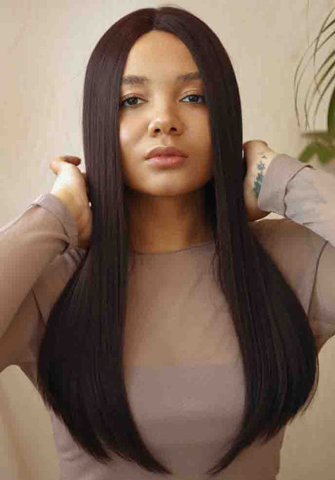 Long Curly Human Hair Lace Front Wigs with Bangs in USA