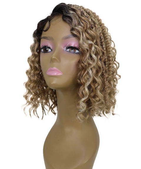 Ebonee Curly Bob Wig Collar-Length Curls and Hand-Braided Box Braids