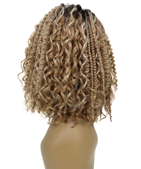 Ebonee Curly Bob Wig Collar-Length Curls and Hand-Braided Box Braids