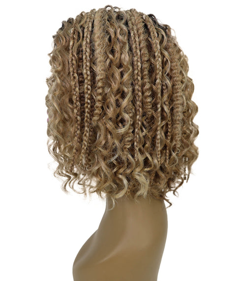 Ebonee Curly Bob Wig Collar-Length Curls and Hand-Braided Box Braids