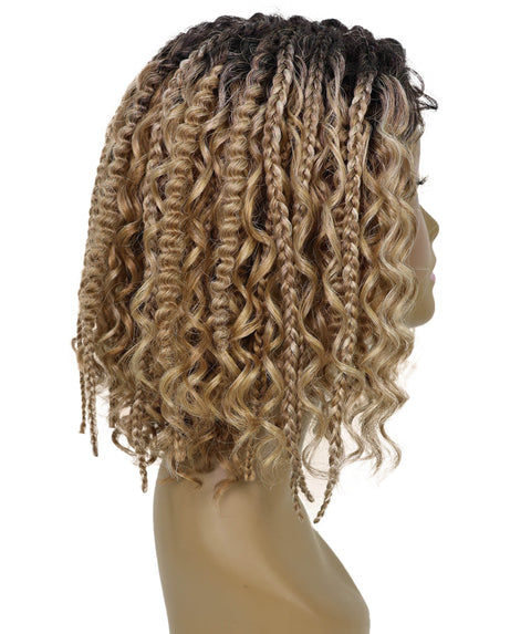 Ebonee Curly Bob Wig Collar-Length Curls and Hand-Braided Box Braids