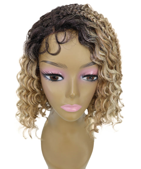 Ebonee Curly Bob Wig Collar-Length Curls and Hand-Braided Box Braids