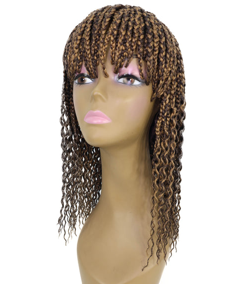 Merlene Shoulder-Length full wig Braided Curly with Box Braid Texture Bob Wig