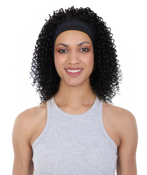 Zemira Women's Natural Curly Afro Wig with Headband