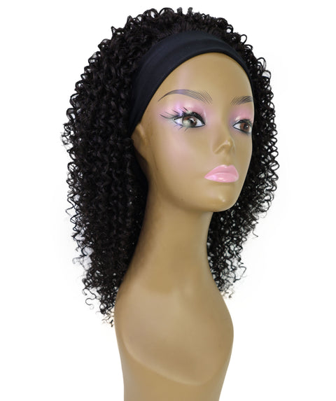 Zemira Women's Natural Curly Afro Wig with Headband