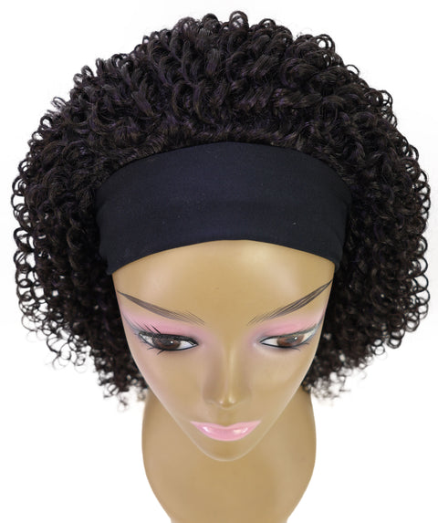 Zemira Women's Natural Curly Afro Wig with Headband