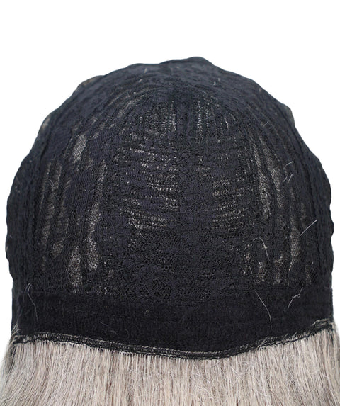 Lynette Sleek Shoulder-Length Elegant Silver Ombre Bob Wig with Bangs