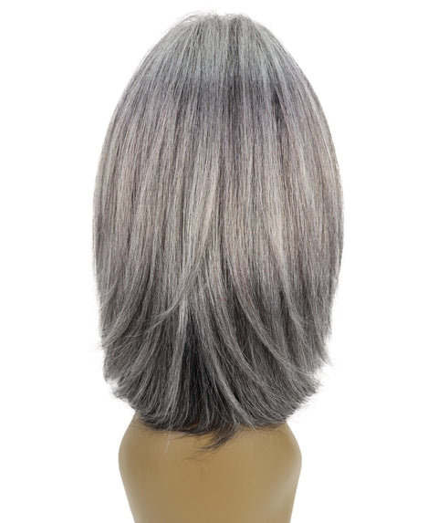 Lynette Sleek Shoulder-Length Elegant Silver Ombre Bob Wig with Bangs