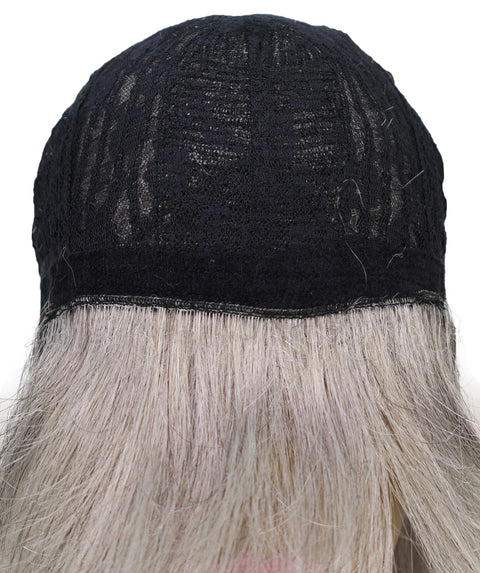 Lynette Sleek Shoulder-Length Elegant Silver Ombre Bob Wig with Bangs