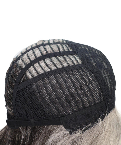 Lynette Sleek Shoulder-Length Elegant Silver Ombre Bob Wig with Bangs