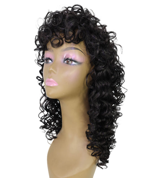 Doriana Voluminous Synthetic Curls with a Soft Fringe, Long Curly 19 Inch Full Wig with Bangs