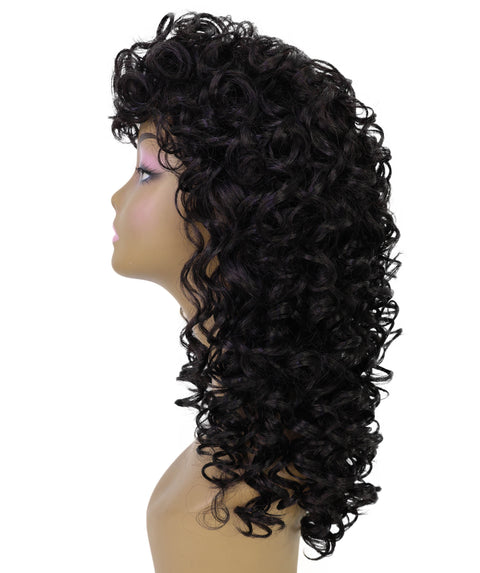 Doriana Voluminous Synthetic Curls with a Soft Fringe, Long Curly 19 Inch Full Wig with Bangs